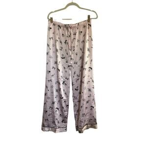 Victorias Secret Medium Satin Lounge Pajama Pants Pink Black Feminine Rose #5006